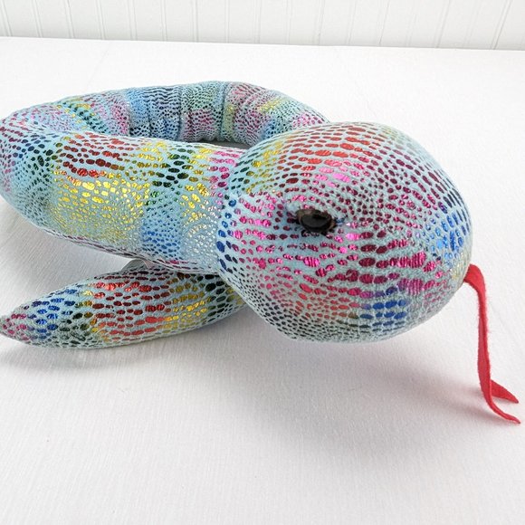 Fun & Fun Blue Sparkle Snake Plush 36" Stuffed Animal Red Tongue Prize - Picture 1 of 7